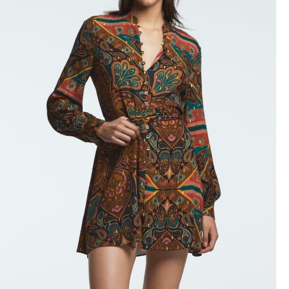 Zara Green and Black Mini Dress